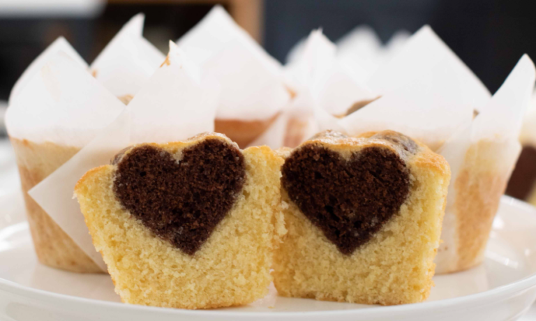 heart-shaped cupcakes